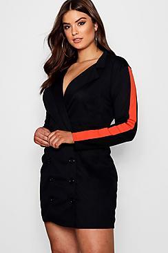 Boohoo Plus Dawn Side Stripe Asymmetric Blazer Dress