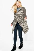 Boohoo Eleanor Waterfall Aztec Cardigan Beige