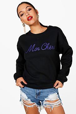 Boohoo Tall Anna Mon Cher Slogan Sweat
