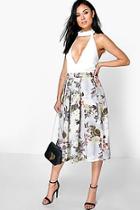 Boohoo Andria Pastel Floral Print Full Midi Skirt