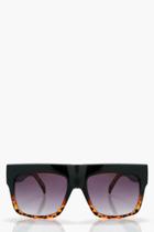 Boohoo Jane Flat Top Tortoiseshell Sunglasses Brown