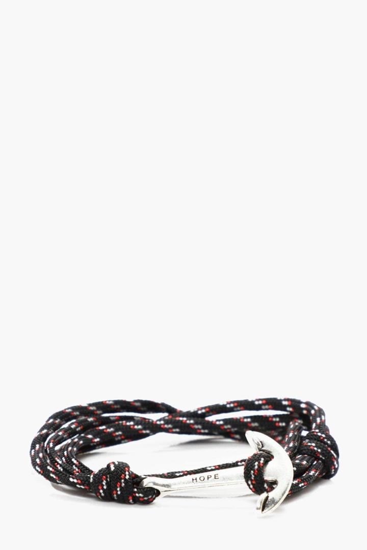 Boohoo Multi Colour Rope & Anchor Bracelet Black