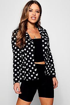 Boohoo Petite Kelly Spot Crepe Blazer