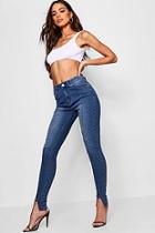Boohoo Tall Olivia Split Hem 36 Leg Skinny Jeans