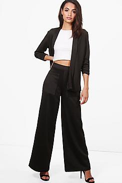 Boohoo Emily Pocket Wide Leg Trouser