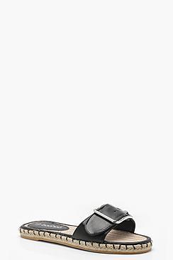 Boohoo Lydia Oversized Buckle Slide Espadrille Flats