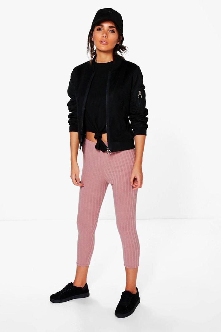 Boohoo Maren Soft Knit 3/4 Leggings Rose