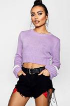 Boohoo Hannah Soft Knit Contrast Back Crop Jumper