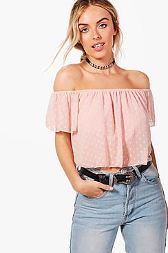 Boohoo Emery Gypsy Off The Shoulder Crop Top