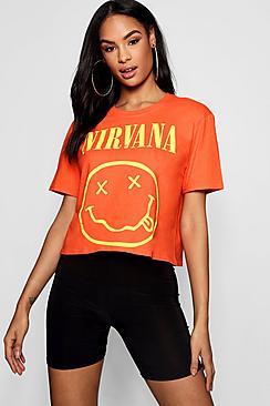 Boohoo Olivia Nirvana Bright Cropped Tee
