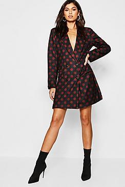 Boohoo Polka Dot Blazer Dress