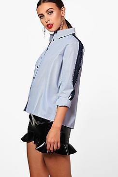Boohoo Petite Amanda Woven Lace Detail Shirt