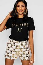 Boohoo Christmas Festive Af Slogan T-shirt