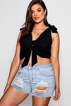 Boohoo Plus Izzy Bow Tie Wrap Front Top