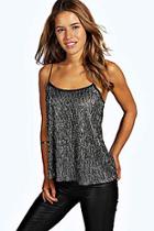 Boohoo Petite Lucy Metallic Spaghetti Strap Cami