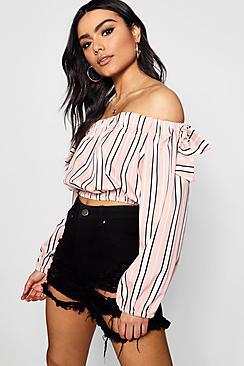 Boohoo Long Sleeve Off The Shoulder Top