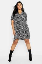 Boohoo Plus Tiger Printed Smock Dress