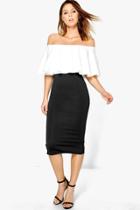 Boohoo Ailani Colour Block Off Shoulder Midi Dress Black