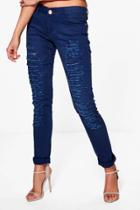 Boohoo Faith Distressed Embellished Jeans Blue