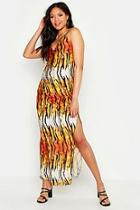 Boohoo Tall Tiger Satin Maxi Dress