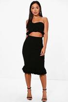 Boohoo Fril Hem Skirt And Bandeau Set