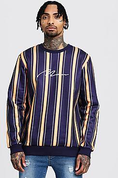 Boohoo Man Signature Embroidered Stripe Sweater