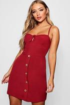Boohoo Button Front Knot Detail Mini Tea Dress
