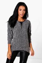 Boohoo Ellie Zip Through Knitted Top Multi