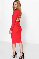 Boohoo Petite Jane Slash Back Bodycon Midi Dress