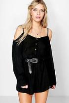 Boohoo Nelly Open Shoulder Woven Playsuit