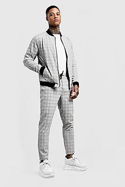 Boohoo Smart Check Bomber Tracksuit