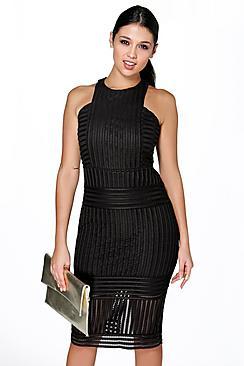 Boohoo Boutique Olivia Panelled Cutaway Midi Dress