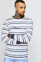 Boohoo Long Sleeve Man Embroidered Stripe Sweater