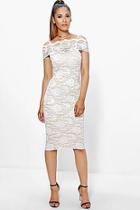 Boohoo Becky Cold Shoulder All Lace Midi Dress