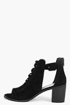 Boohoo Maya Peeptoe Suedette Cross Detail Boot