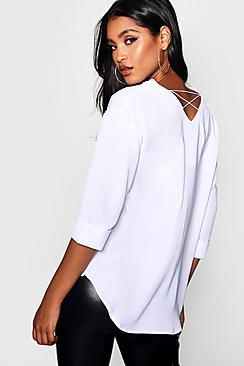 Boohoo Amelia Strappy Back V Front Woven Top