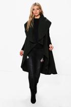 Boohoo Erin Waterfall Sleeveless Coat Khaki