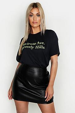 Boohoo Plus Neon Melrose Beverly Hills Slogan T-shirt