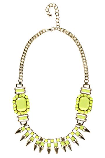 Boohoo Myla Neon Gem & Spike Necklace - Yellow