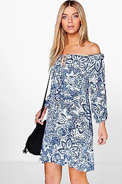 Boohoo Emily Paisley Printed Shift Dress