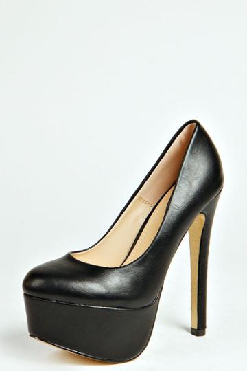 Boohoo Nikki Glitter Sole Round Toe Court Shoes - Black