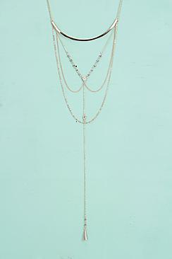 Boohoo Faye Skinny Bar Statement Plunge Necklace