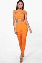 Boohoo Rebecca Off Shoulder Crop & Trouser Co-ord