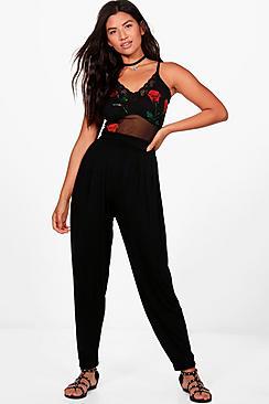 Boohoo Pleat Front Jersey Hareem Trouser