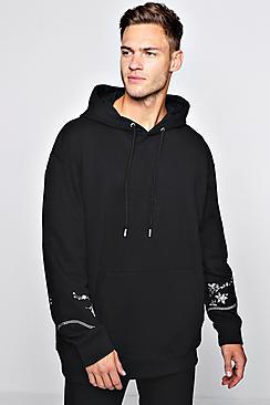 Boohoo Oversized Hoodie With Floral Sleeve
