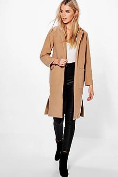 Boohoo Savannah Wool Look Coat With Pockets