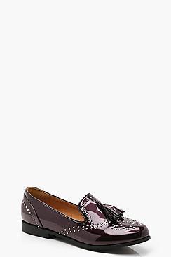 Boohoo Stud And Tassel Loafers