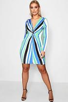 Boohoo Plus Imogen Striped Knot Detail Dress