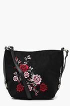 Boohoo Lucy Embroidered Bucket Cross Body