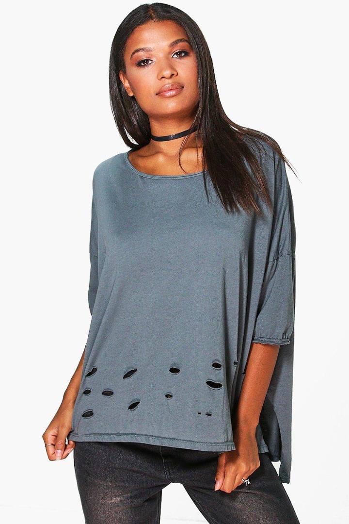 Boohoo Mia Laundered Oversized T-shirt Grey